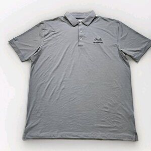 Callaway Polo Shirt Mens XL Gray Buttons Performance SS Subaru Logo Opti Dri